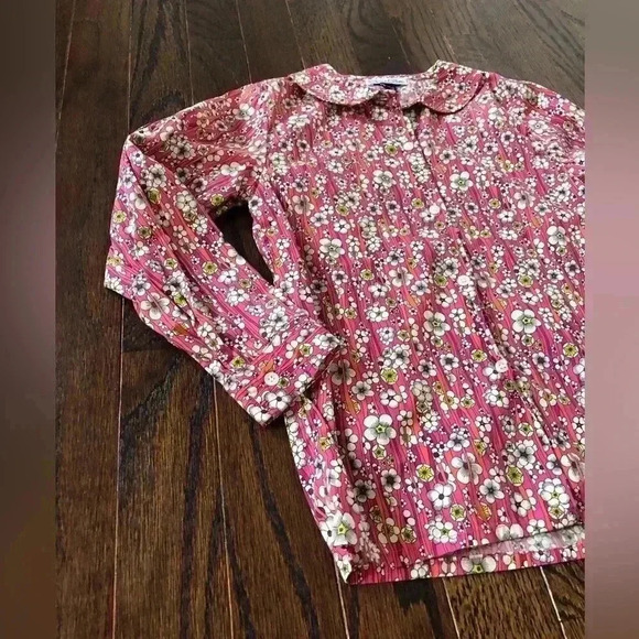 Oscar de la Renta Girls 4/4T Pink Floral 100% Cotton Button-Down Blouse - EUC!! - Picture 2 of 7